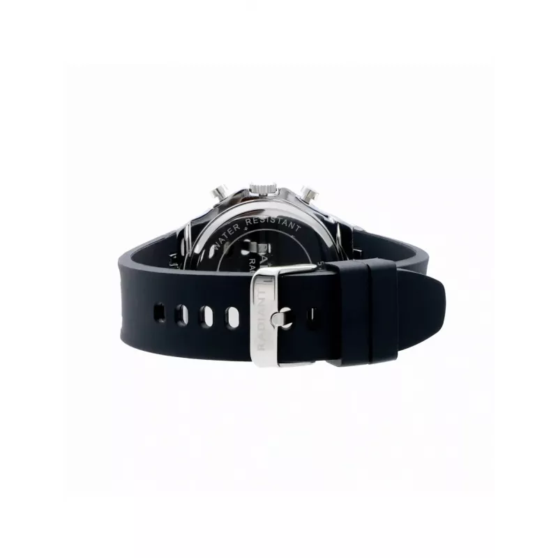 RADIANT RA651704 Vyriškas analoginis kvarcinis laikrodis – 44 mm nerūdijančio plieno, juodas ciferblatas, sidabrinė apyrankė