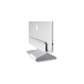 RAIN DESIGN mTower vertikalus nešiojamojo kompiuterio stovas – sidabrinis anoduotas aliuminis, erdvę taupantis stalinis dokas, skirtas MacBook ir nešiojamiesiems kompiuteriams