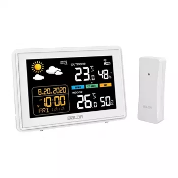 RAINPOINT Baldrtherm B0359WST2H2PR Meteorologinė stotis su lauko davikliu – spalvotas LCD, 433 MHz, 3 davikliai