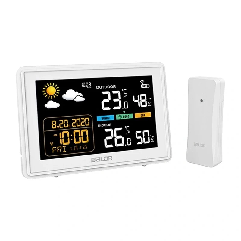 RAINPOINT Baldrtherm B0359WST2H2PR Meteorologinė stotis su lauko davikliu – spalvotas LCD, 433 MHz, 3 davikliai