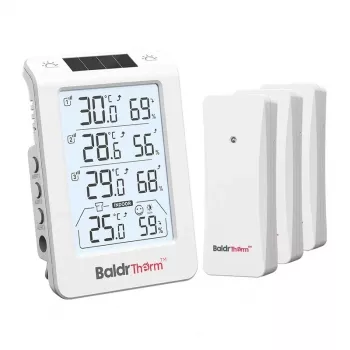 RAINPOINT BALDRTHERM B0598 3 kanalų termohigrometras su automatiniu foniniu apšvietimu