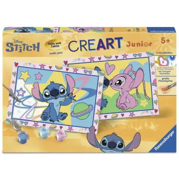 RAVENSBURGER CreArt Junior - Stitch & Angel Piešimas pagal skaičius rinkinys