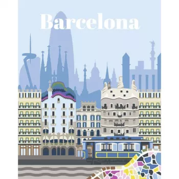 RAVENSBURGER CreArt Piešimas pagal skaičius rinkinys – Spalvinga Barselona