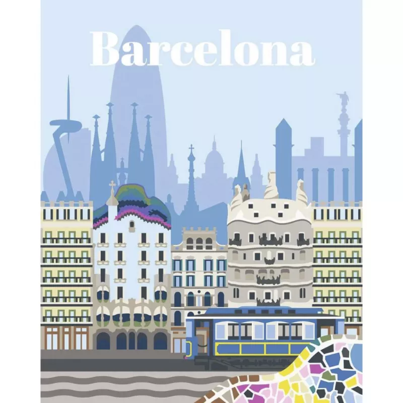 RAVENSBURGER CreArt Piešimas pagal skaičius rinkinys – Spalvinga Barselona