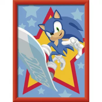 Ravensburger CreArt – Rasender Sonic Paveikslėlių Dažymas Pagal Skaičius Rinkinys