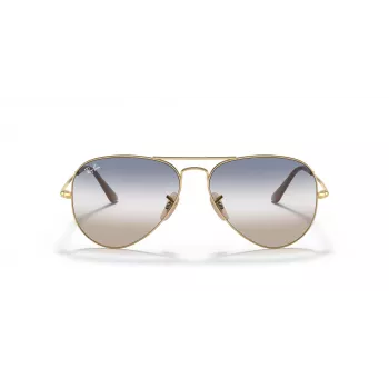 Ray-Ban Aviator Metal II RB3689 akiniai su auksiniu rėmeliu ir rudais gradientiniais lęšiais 62 mm