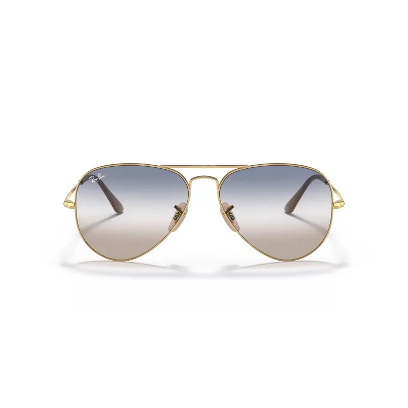 Ray-Ban Aviator Metal II RB3689 akiniai su auksiniu rėmeliu ir rudais gradientiniais lęšiais 62 mm