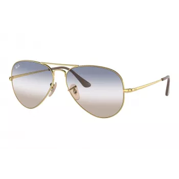 Ray-Ban Aviator Metal II RB3689 akiniai su auksiniu rėmeliu ir rudais gradientiniais lęšiais 62 mm