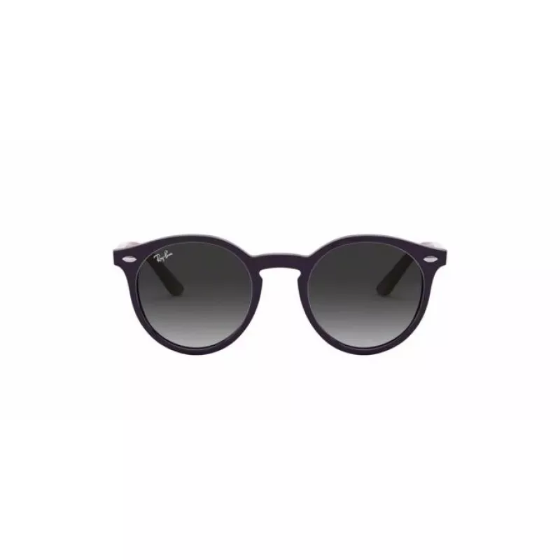 Ray-Ban Junior RJ9064S70218G Vaikiški Akiniai Nuo Saulės, Apvalūs, Skaidrus Rožinis Rėmelis, Pilki Gradientiniai Stiklai, 44 mm