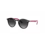 Ray-Ban Junior RJ9064S70218G Vaikiški Akiniai Nuo Saulės, Apvalūs, Skaidrus Rožinis Rėmelis, Pilki Gradientiniai Stiklai, 44 mm