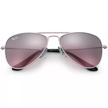 Ray-Ban Junior RJ9506S2117E5 Vaikiški akiniai nuo saulės, stačiakampiai, skaidraus rožinio rėmelio, šviesiai rudi gradientiniai rožiniai lęšiai, 52/14/125 mm