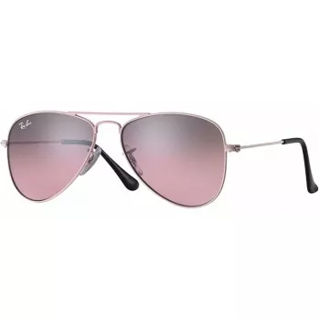 Ray-Ban Junior RJ9506S2117E5 Vaikiški akiniai nuo saulės, stačiakampiai, skaidraus rožinio rėmelio, šviesiai rudi gradientiniai rožiniai lęšiai, 52/14/125 mm
