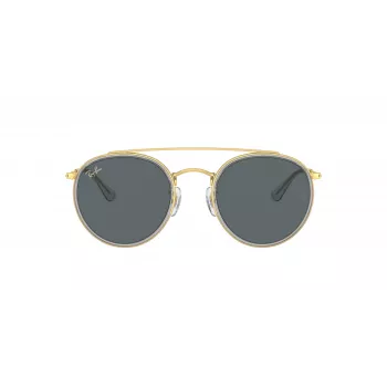 Ray-Ban RB3647N Round Double Bridge Akiniai Varinis Rėmas Šviesiai Mėlyni Gradientiniai Stiklai 51mm