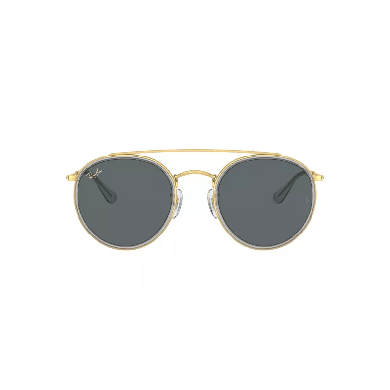 Ray-Ban RB3647N Round Double Bridge Akiniai Varinis Rėmas Šviesiai Mėlyni Gradientiniai Stiklai 51mm