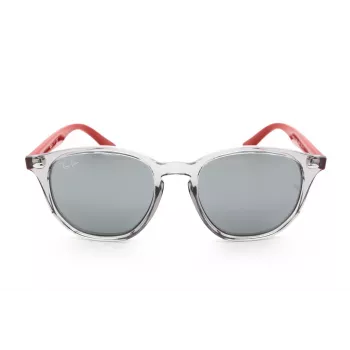 Ray-Ban RJ9070S70636G Vaikiški Akiniai Nuo Saulės Skaidrus Pilkas Propionato Rėmelis Šviesiai Mėlyni Gradientiniai Lęšiai 46mm