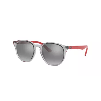 Ray-Ban RJ9070S70636G Vaikiški Akiniai Nuo Saulės Skaidrus Pilkas Propionato Rėmelis Šviesiai Mėlyni Gradientiniai Lęšiai 46mm