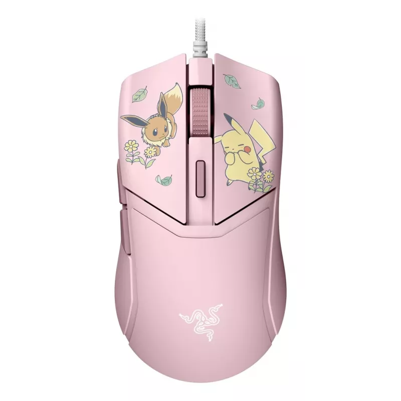 Razer Cobra – Pikachu & Eevee Edition laidinis žaidimų pelė, 8500 DPI optinis jutiklis, Chroma RGB apšvietimas, 6 programuojami mygtukai, simetriška dešinei rankai