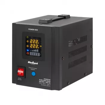 Rebel POWER-500 Nepertraukiamo maitinimo šaltinis – gryno sinuso keitiklis su įkrovikliu 12V 230V 500VA/300W