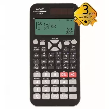 REBELL mokslinis skaičiuotuvas SC2080 – 240 funkcijų, 2 eilučių LCD, maitinamas baterija, juodos spalvos