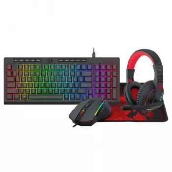 Redragon 4-in-1 Gaming Combo: RGB klaviatūra, pelė, kilimėlis ir ausinės