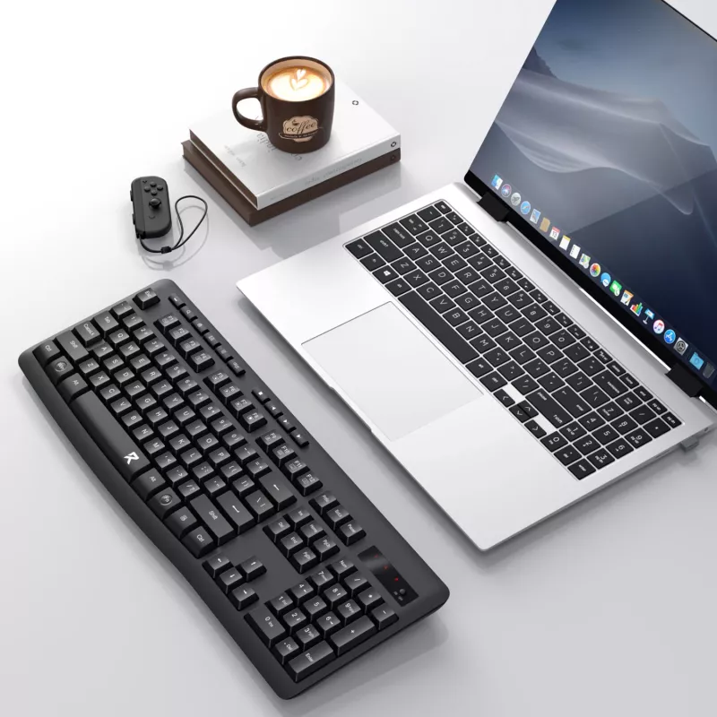 Redragon BK-7367 pilno dydžio ergonomiška belaidė membraninė biuro klaviatūra - juoda