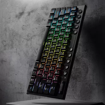 REDRAGON Horus Mini Pro 61 klavišų trijų režimų belaidė žemo profilio RGB mechaninė žaidimų klaviatūra - juoda (raudoni jungikliai)