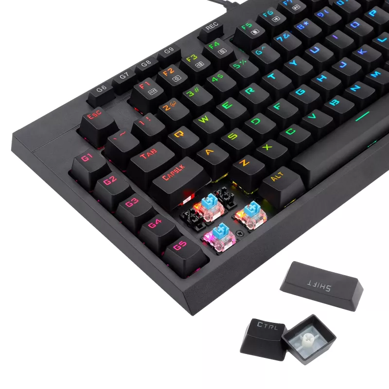 Redragon K588 RGB Pro BROADSWORD TKL mechaninė žaidimų klaviatūra, laidinė - juoda