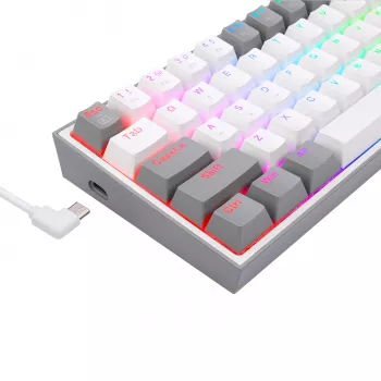 Redragon K617 FIZZ 60% laidinė RGB žaidimų klaviatūra - balta/pilka