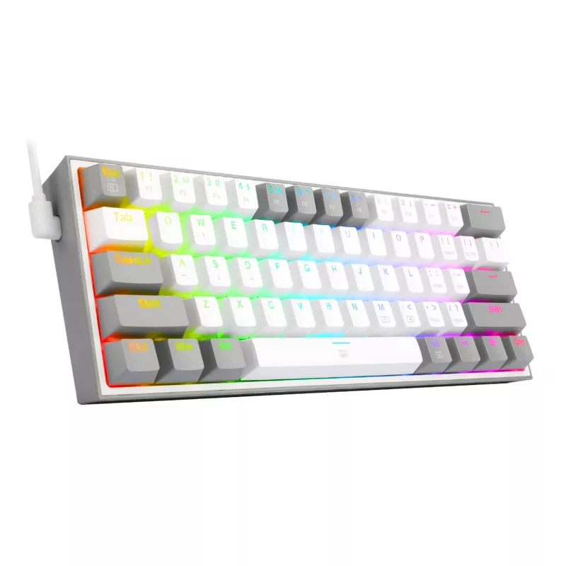 Redragon K617 FIZZ 60% laidinė RGB žaidimų klaviatūra - balta/pilka