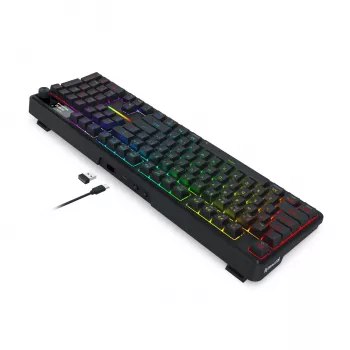 Redragon K762 TERRAFLARE PRO RGB belaidė gasket mechaninė žaidimų klaviatūra - 75% 82 klavišai, trijų režimų, karštai keičiami jungikliai, Double-Shot PBT, juoda