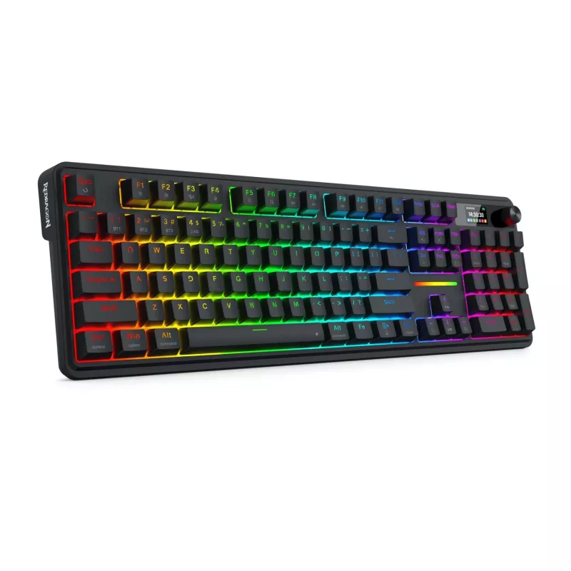 Redragon K762 TERRAFLARE PRO RGB belaidė gasket mechaninė žaidimų klaviatūra - 75% 82 klavišai, trijų režimų, karštai keičiami jungikliai, Double-Shot PBT, juoda