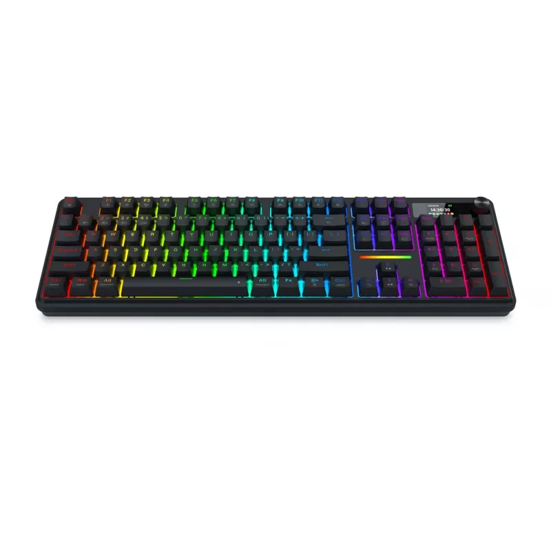 Redragon K762 TERRAFLARE PRO RGB belaidė gasket mechaninė žaidimų klaviatūra - 75% 82 klavišai, trijų režimų, karštai keičiami jungikliai, Double-Shot PBT, juoda