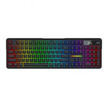 Redragon K762 TERRAFLARE PRO RGB belaidė gasket mechaninė žaidimų klaviatūra - 75% 82 klavišai, trijų režimų, karštai keičiami jungikliai, Double-Shot PBT, juoda