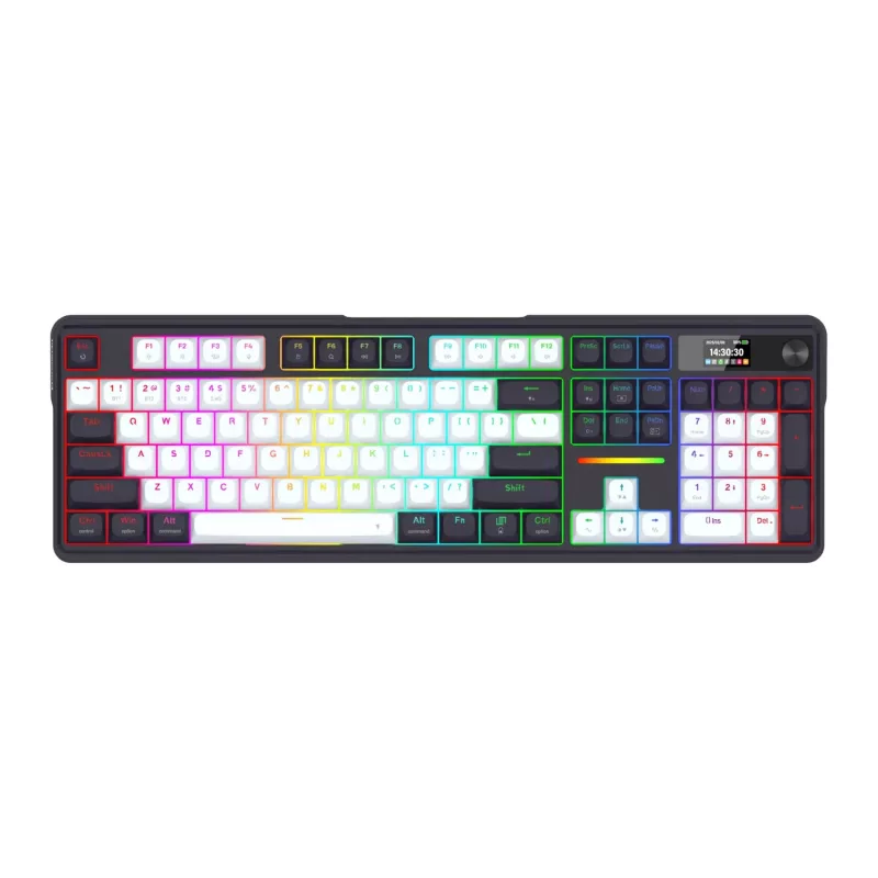 Redragon K762WB-RGB-PRO LCD pilno dydžio gasket mechaninė klaviatūra - juoda
