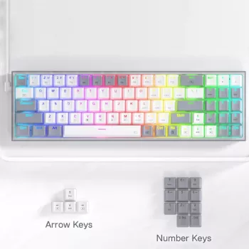 REDRAGON Pollux 65% laidinė mechaninė žaidimų klaviatūra, karštai keičiami Red jungikliai, RGB apšvietimas, nuimamas USB-C, NKRO, juoda