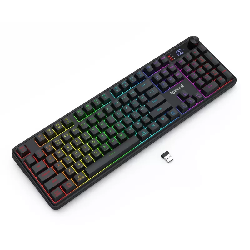 Redragon RM104 PRO VOLCANO RGB belaidė membrinė žaidimų klaviatūra - juoda