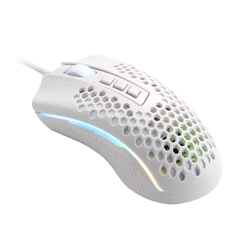 REDRAGON STORM WIRED RGB žaidimų pelė – lengvas korinis dizainas, 12400 DPI, 7 programuojamų mygtukų, Omron jungikliai, PTFE kojelės