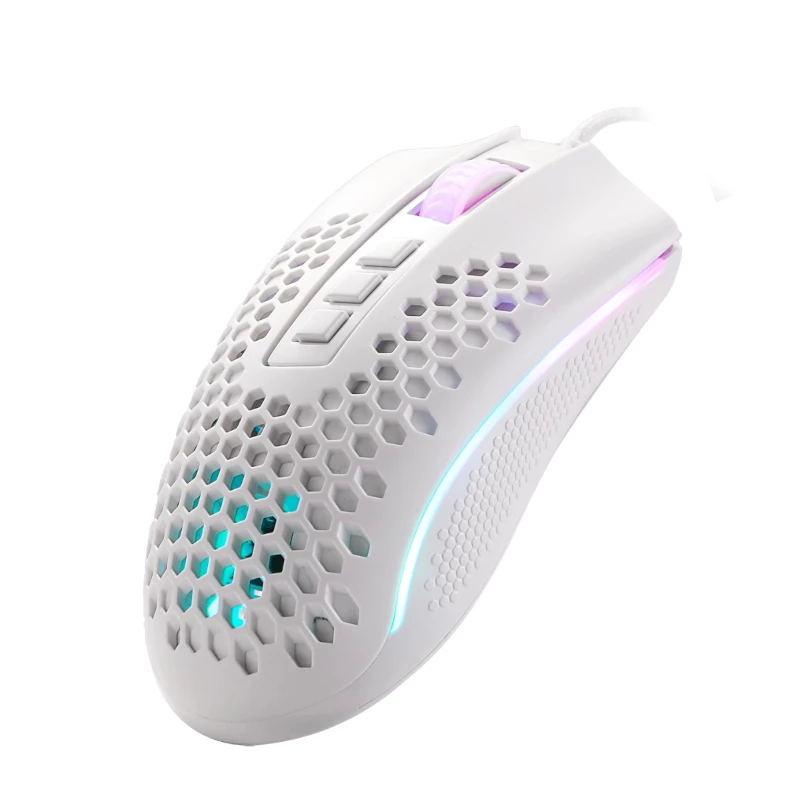 REDRAGON STORM WIRED RGB žaidimų pelė – lengvas korinis dizainas, 12400 DPI, 7 programuojamų mygtukų, Omron jungikliai, PTFE kojelės