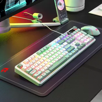 Redragon WYVERN K761 Pro Full-size RGB belaidė mechaninė žaidimų klaviatūra - balta/žalia