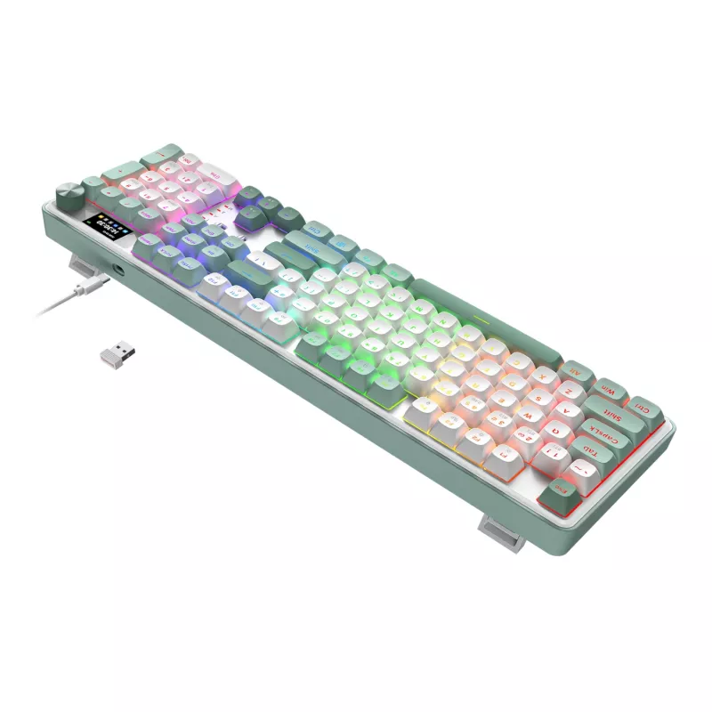 Redragon WYVERN K761 Pro Full-size RGB belaidė mechaninė žaidimų klaviatūra - balta/žalia