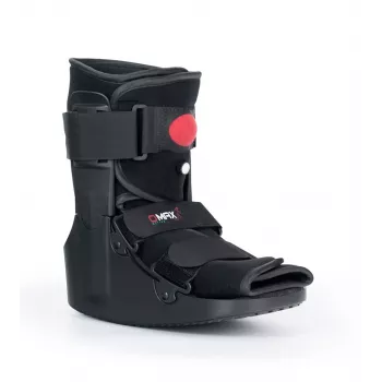 REH O-1183/XL Trumpas oro vaikščiojimo batas – pneumatinis čiurnos ir pėdos imobilizatorius, siūbuojantis padas, juoda/pilka, XL dydis