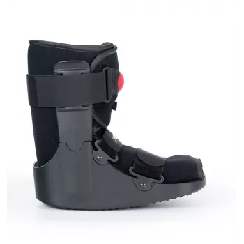 REH O-1183/XL Trumpas oro vaikščiojimo batas – pneumatinis čiurnos ir pėdos imobilizatorius, siūbuojantis padas, juoda/pilka, XL dydis