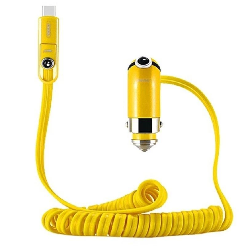 REMAX Cutie Car Charger Yellow - 2 USB-A prievadai, 4,2 A bendra išėjimo srovė