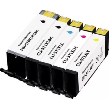 Renkforce suderinamų didelės talpos rašalo kasečių rinkinys 5 vnt. Canon PGI-570PGBK XL, CLI-571BK XL, CLI-571C XL, CLI-571M XL, CLI-571Y XL (juoda, foto juoda, žydra, purpurinė, geltona) RF-6952434