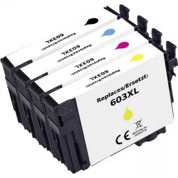 Renkforce suderinamų rašalo kasečių rinkinys Epson 603XL (juoda, žydra, purpurinė, geltona) RF-I-E-603XLBKCMY4PK RF-7187228