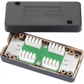renkforce CAT 6A tinklo kabelių jungimo dėžutė, ekranuota, LSA+ gnybtai, 10 Gbit/s, šviesiai pilka