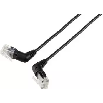 Renkforce RF-6071540 CAT 6 U/UTP tinklo pataisos kabelis, RJ45, 0,5 m, juodas, 360° pasukami kampuoti kištukai