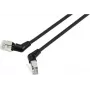 Renkforce RF-6071550 CAT 6a F/UTP tinklo kabelis, 2 m, juodas, 360° pasukamaisiais RJ45 jungtimis, kampu išvestu kabeliu