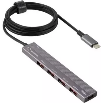 Renkforce RF-USBCH-200 1+4 prievadų USB-C USB 3.2 Gen 1 kelių prievadų šakotuvas su aliuminio korpusu (RF-6700798)