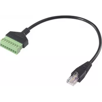 Renkforce RJ45 tinklo adapterio kabelis, RJ45 kištukas į varžtinį gnybtų bloką, 8P8C, 30 cm, juodas RF-6443978